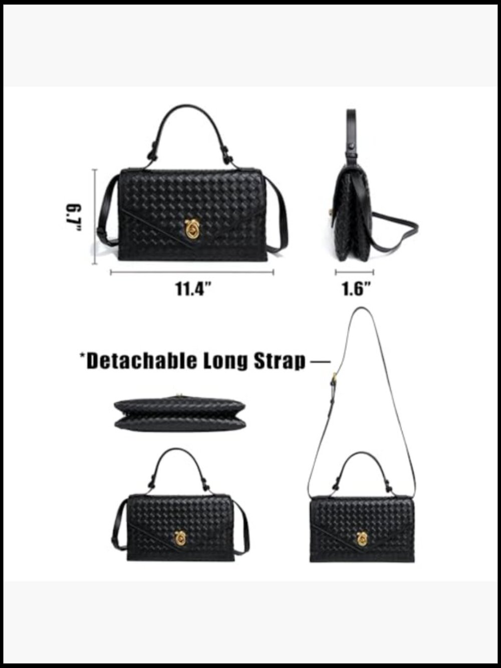 Woven Crossbody Satchel Bag Trendy Braided Top Handle Shoulder Purse Summer - Picture 5 of 7